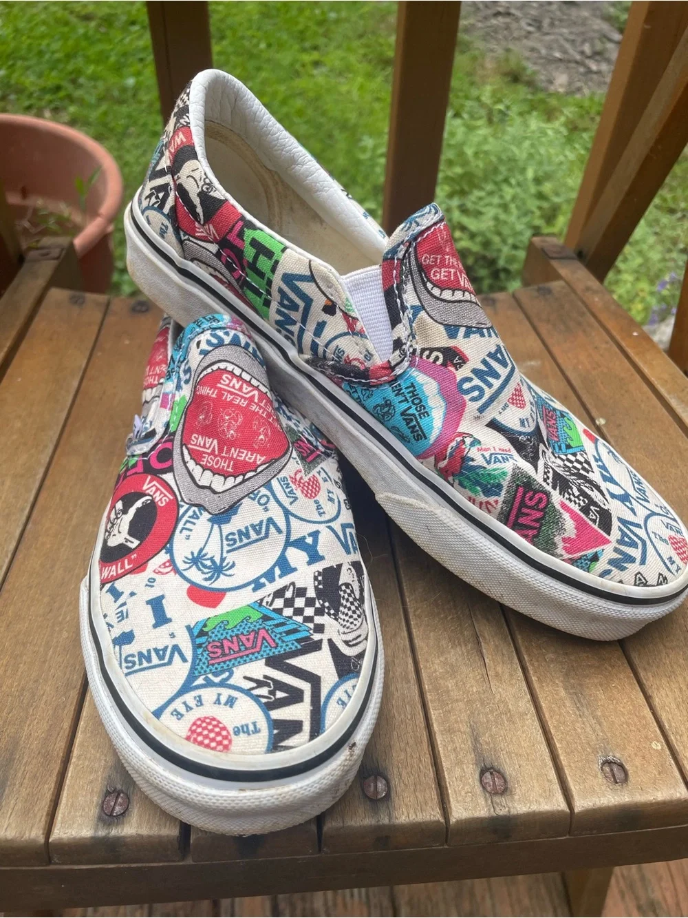 Vans Slip-On Sneakers with Multicolor Logo Patchwork